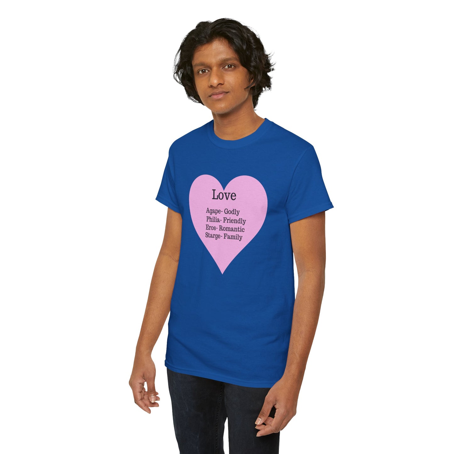 Unisex Love Heart Heavy Cotton T-Shirt - Comfortable Classic Fit Apparel