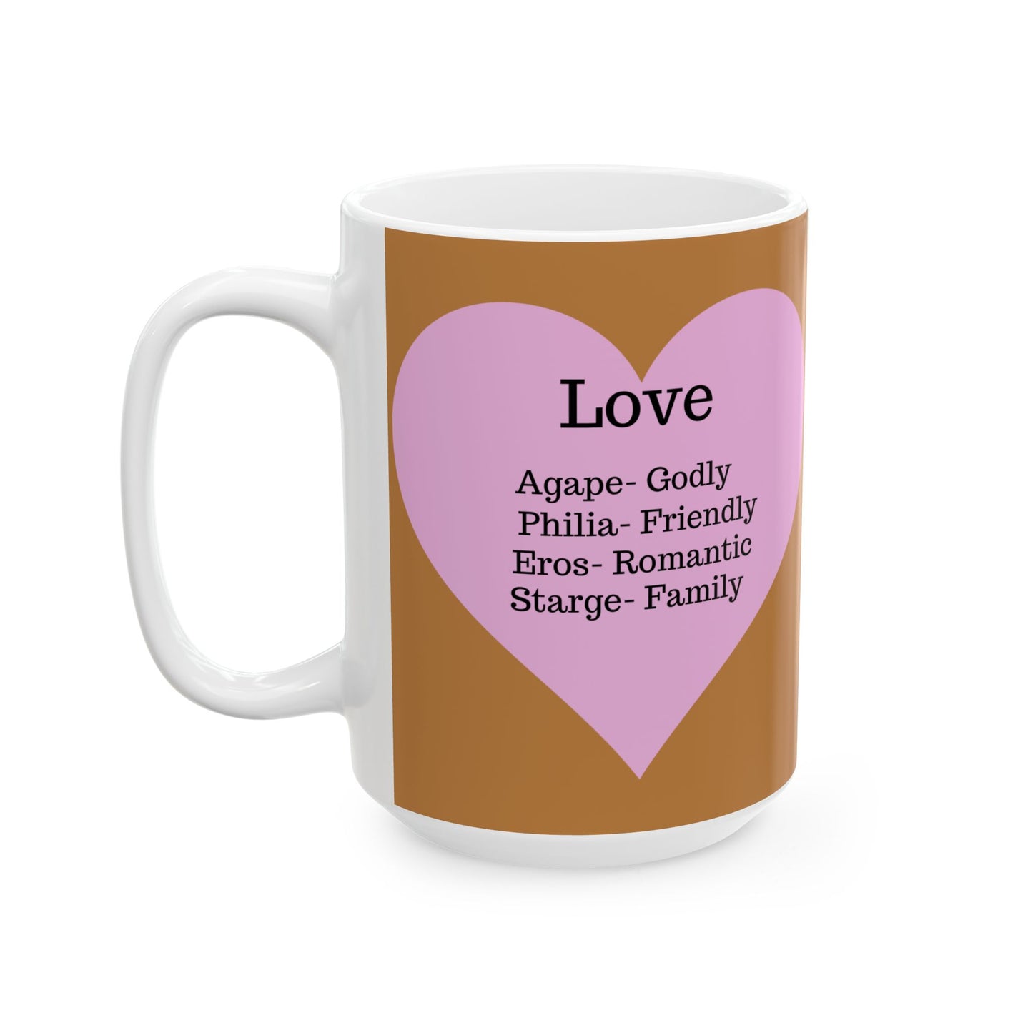 Charming Heart Ceramic Coffee Mug (Light brown)