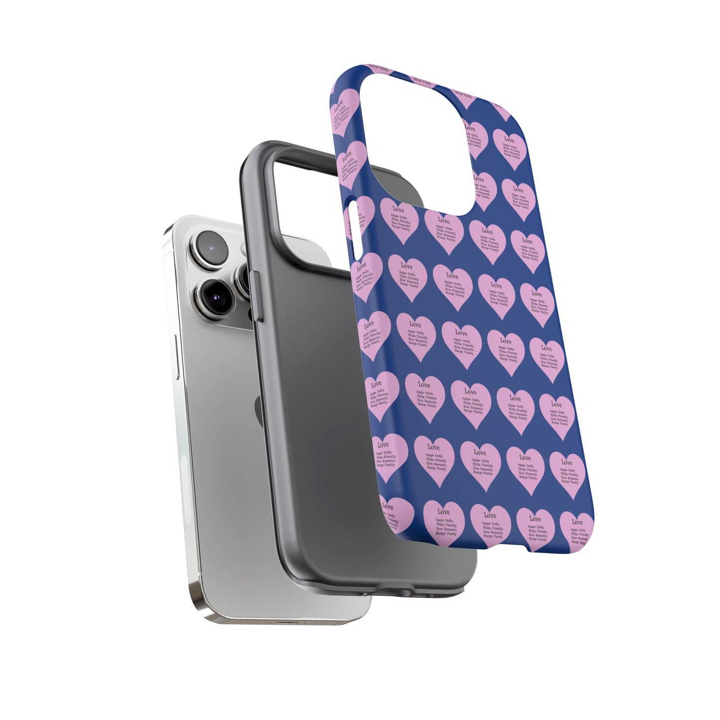 Hearts-A-Flutter Phone Case (iPhone, Google Pixel)(Dark blue)
