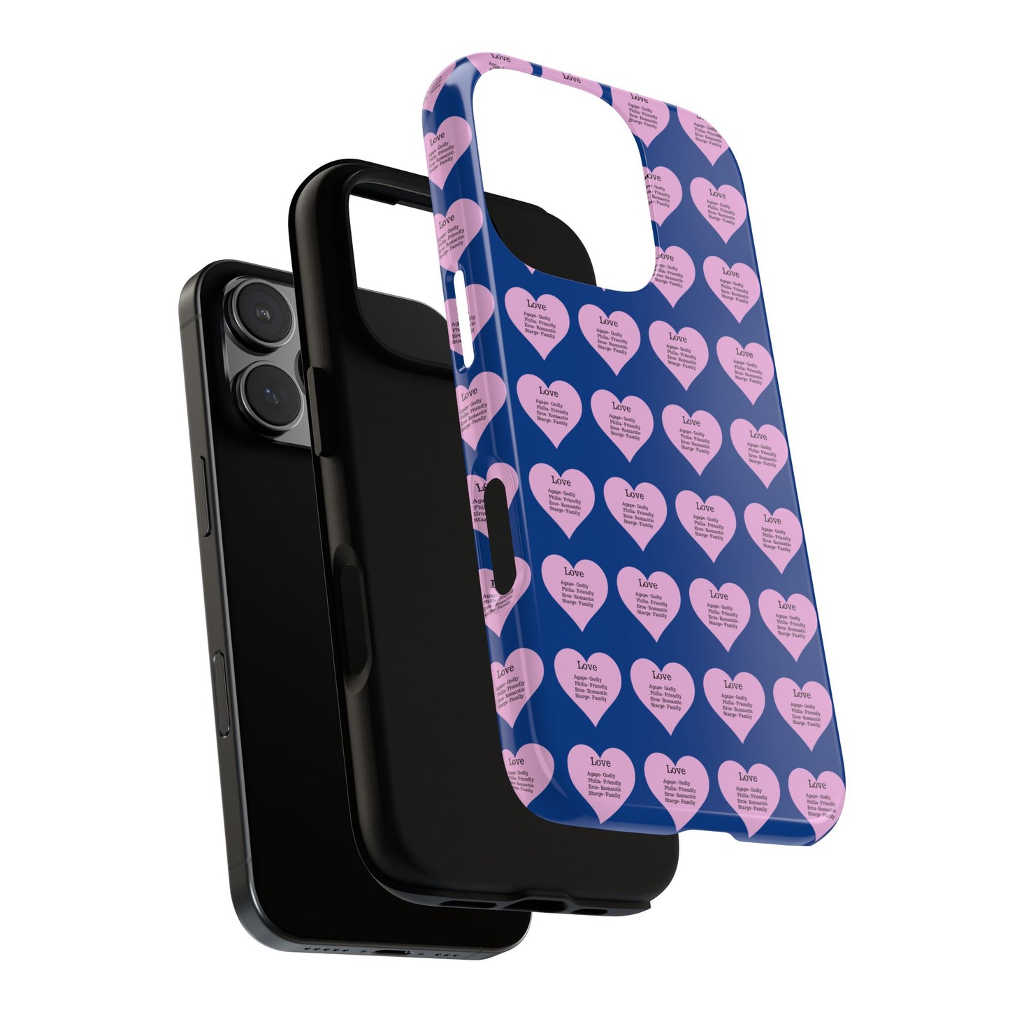 Hearts-A-Flutter Phone Case (iPhone, Google Pixel)(Dark blue)