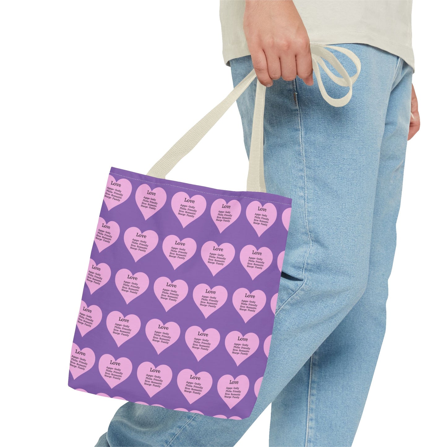 Pink Hearts Tote Bag (Light purple)