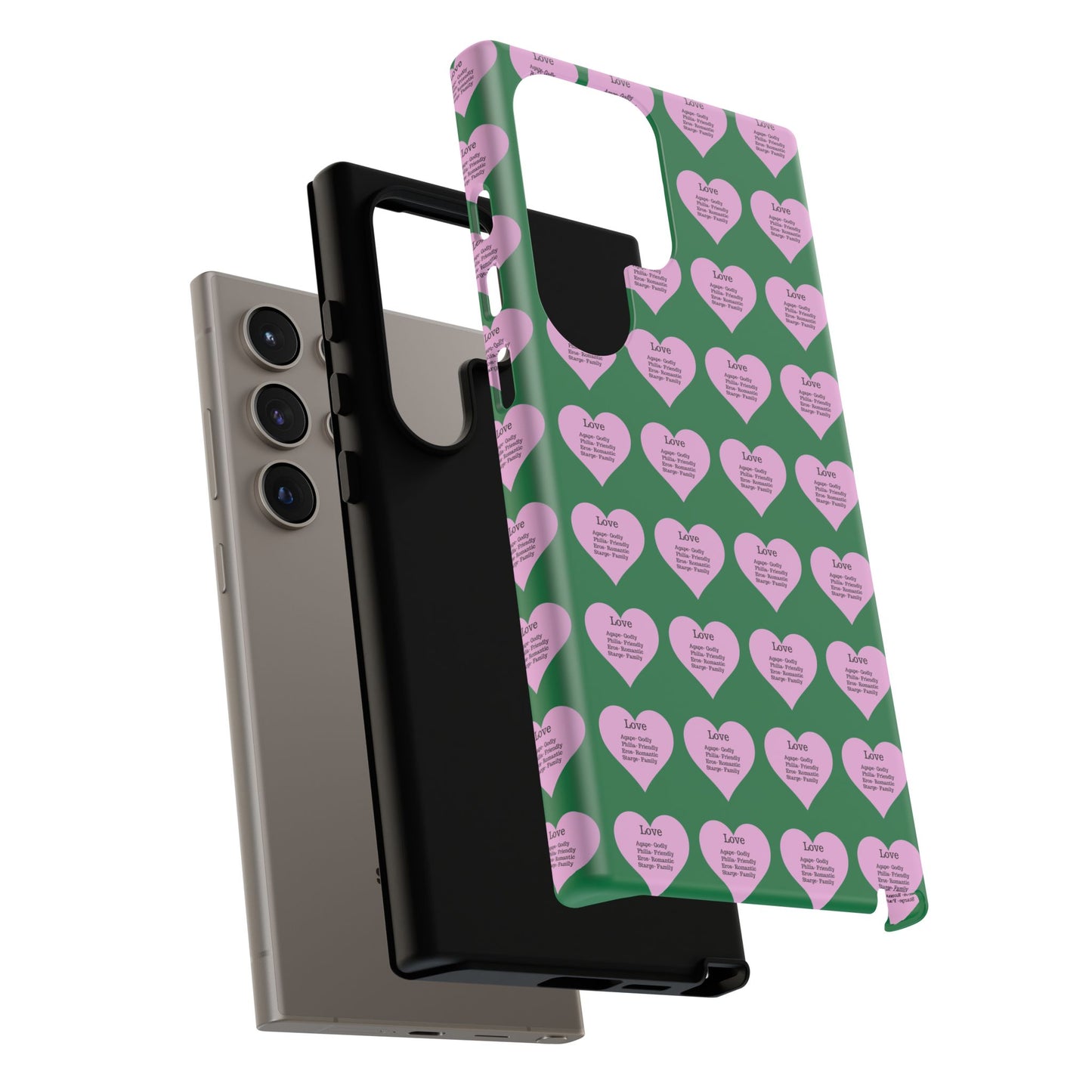 Hearts-A-Flutter Phone Case (Samsung)(Dark green)
