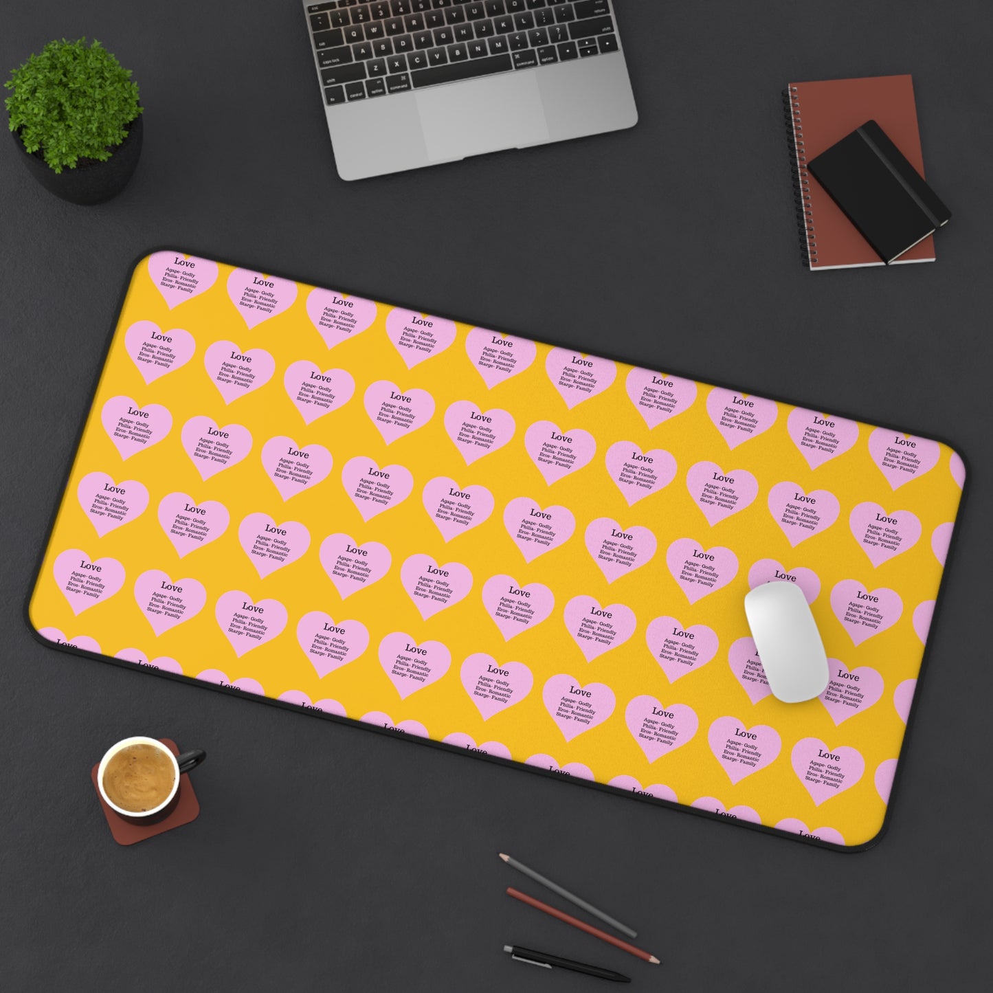 Love Hearts Desk Mat (Yellow)