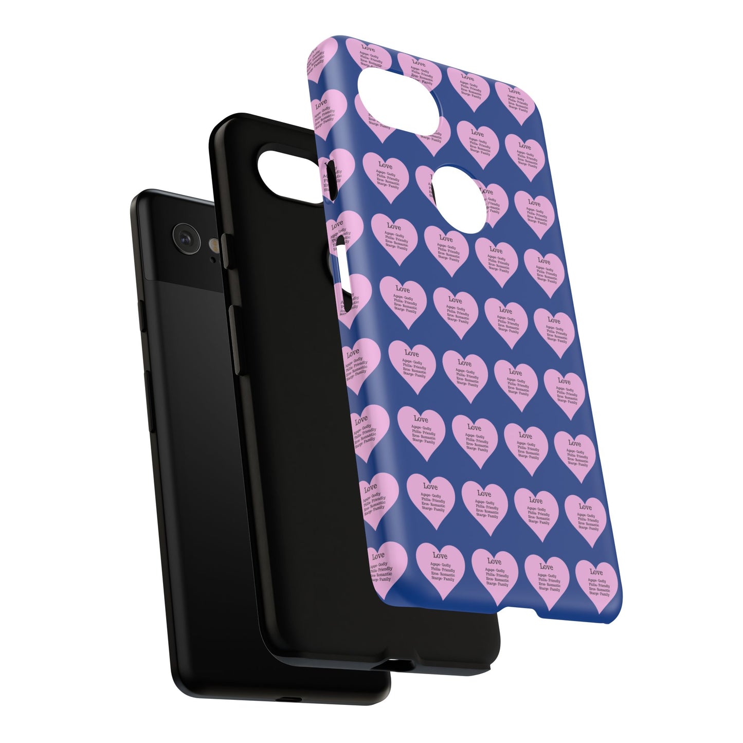 Hearts-A-Flutter Phone Case (iPhone, Google Pixel)(Dark blue)