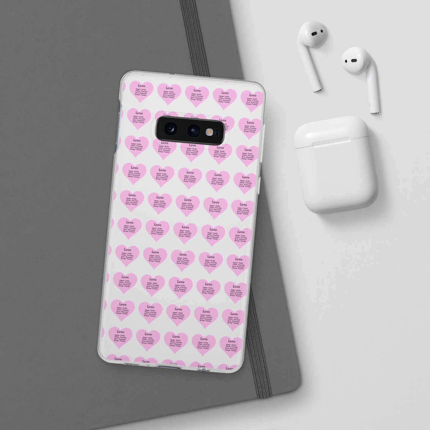 Pink Hearts Transparent Phone Case