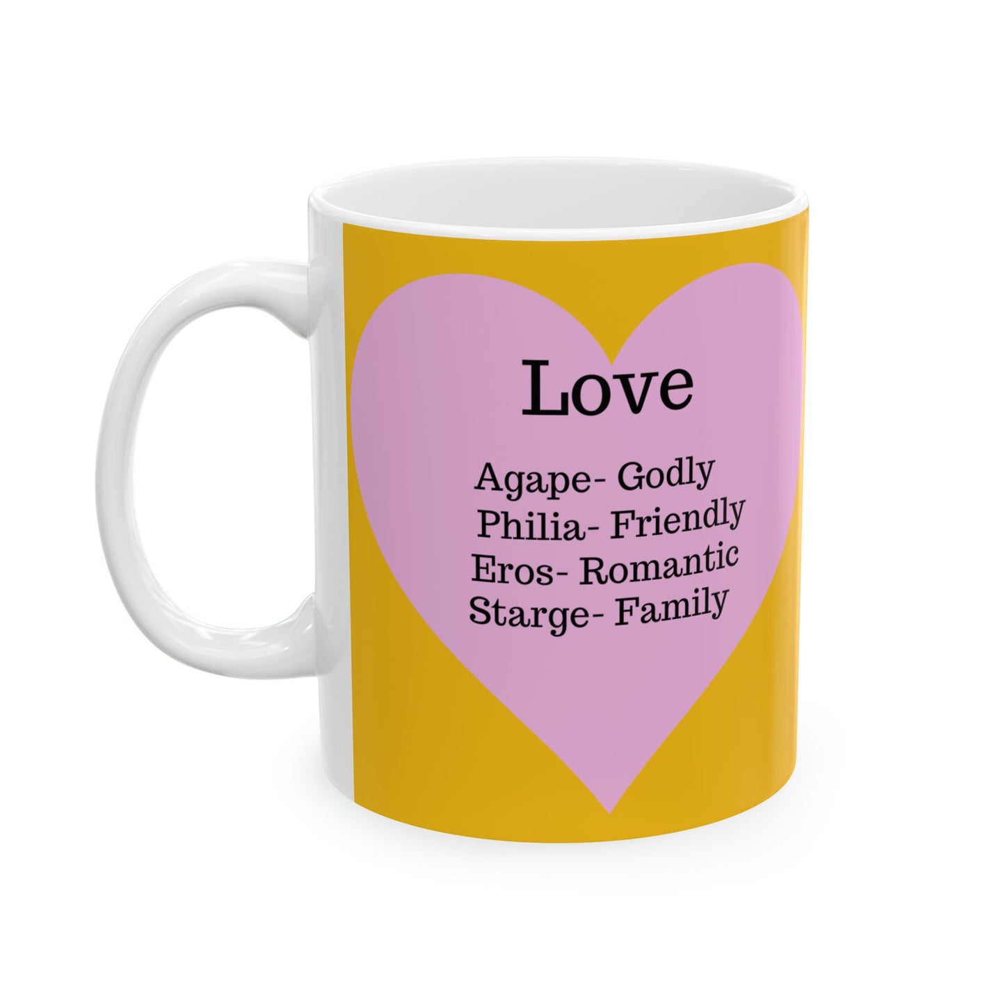 Charming Heart Ceramic Coffee Mug (Yellow)