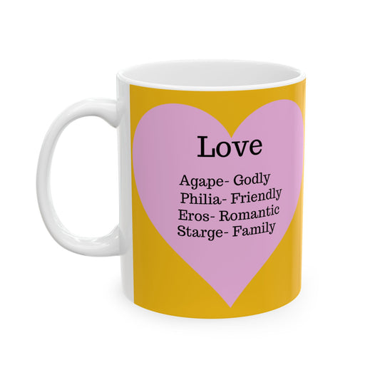 Charming Heart Ceramic Coffee Mug (Yellow)