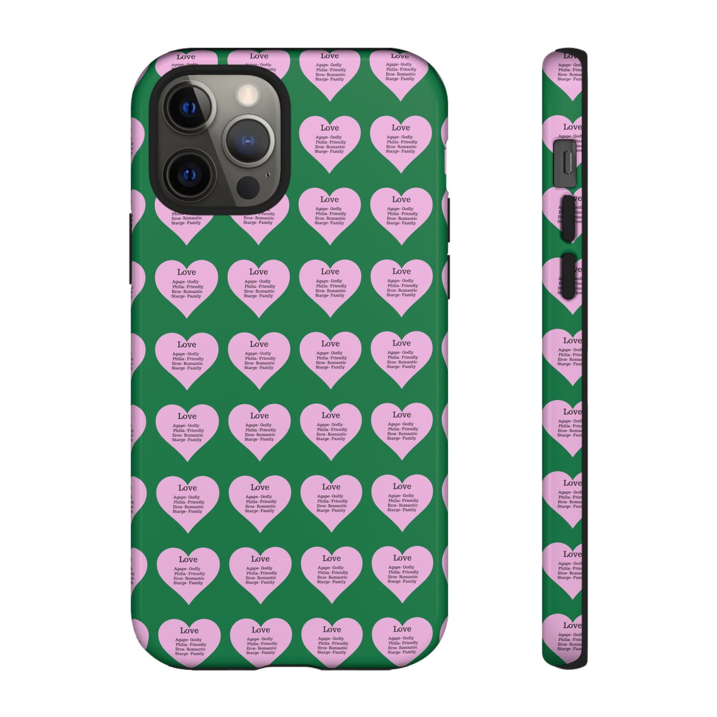 Hearts-A-Flutter Phone Case (iPhone, Google Pixel)(Dark green)