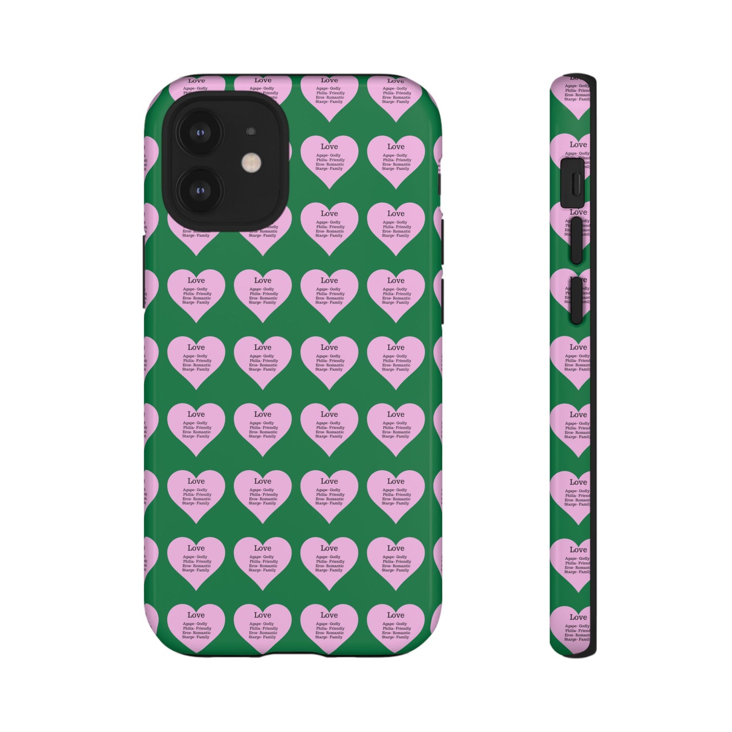 Hearts-A-Flutter Phone Case (iPhone, Google Pixel)(Dark green)