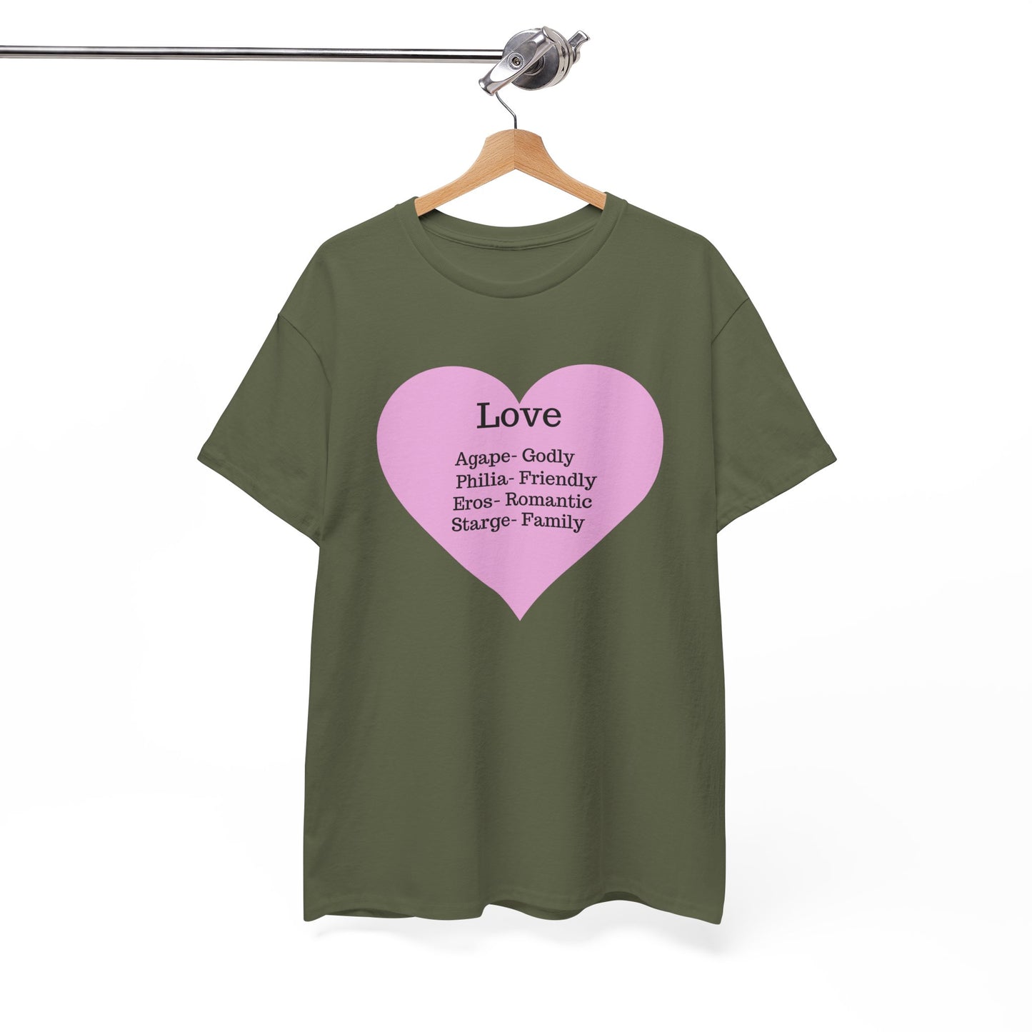 Unisex Love Heart Heavy Cotton T-Shirt - Comfortable Classic Fit Apparel