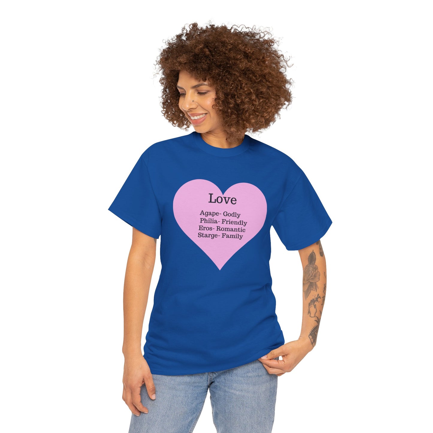 Unisex Love Heart Heavy Cotton T-Shirt - Comfortable Classic Fit Apparel