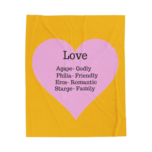 Charming Heart Plush Throw Blanket (Yellow)