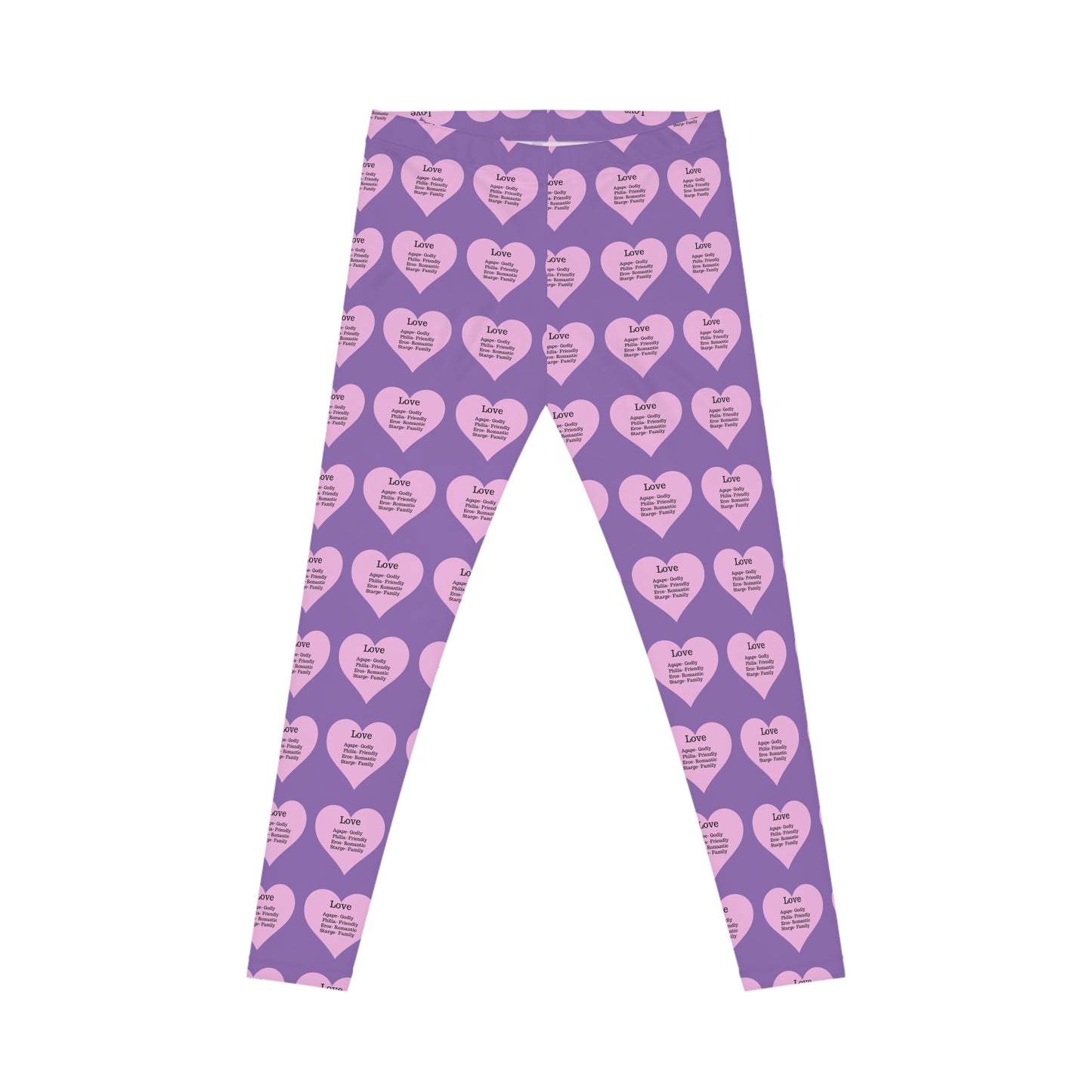 Playful Pink Heart Print Women's Casual Leggings (Light Purple)