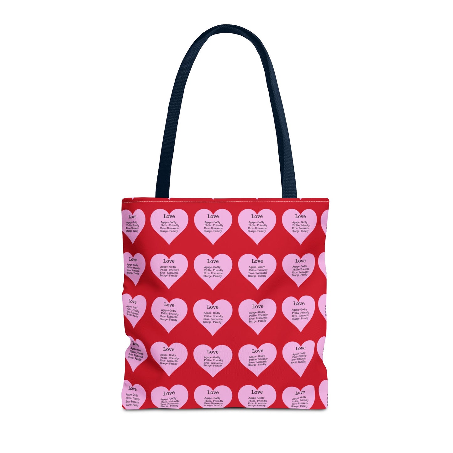 Pink Hearts Tote Bag (Dark red)