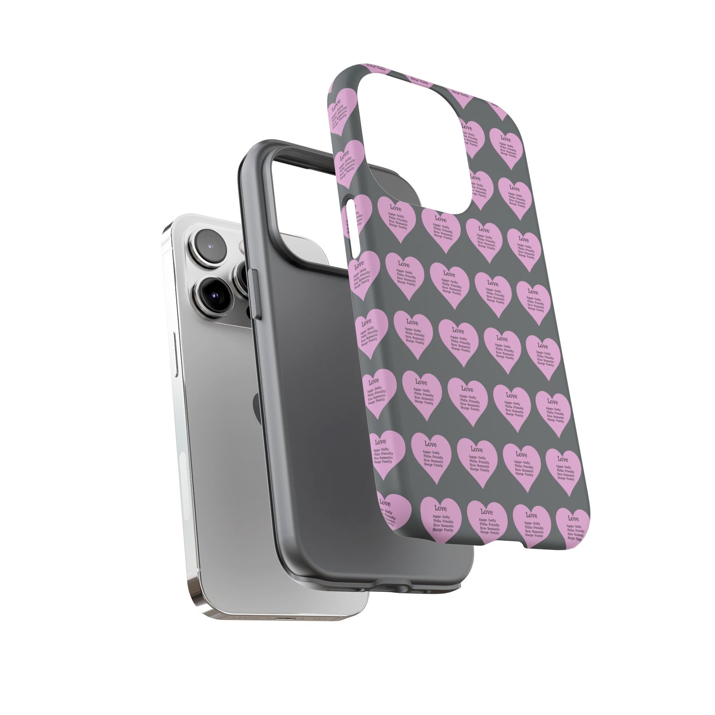 Hearts-A-Flutter Phone Case (iPhone, Google Pixel)(Dark grey)
