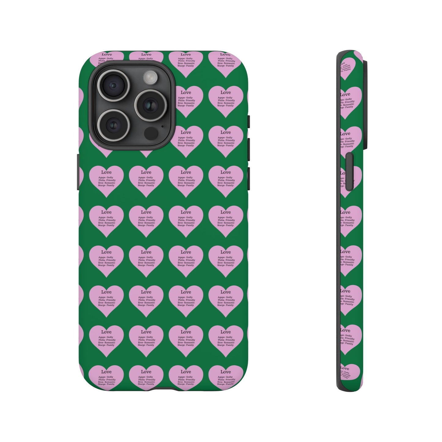 Hearts-A-Flutter Phone Case (iPhone, Google Pixel)(Dark green)