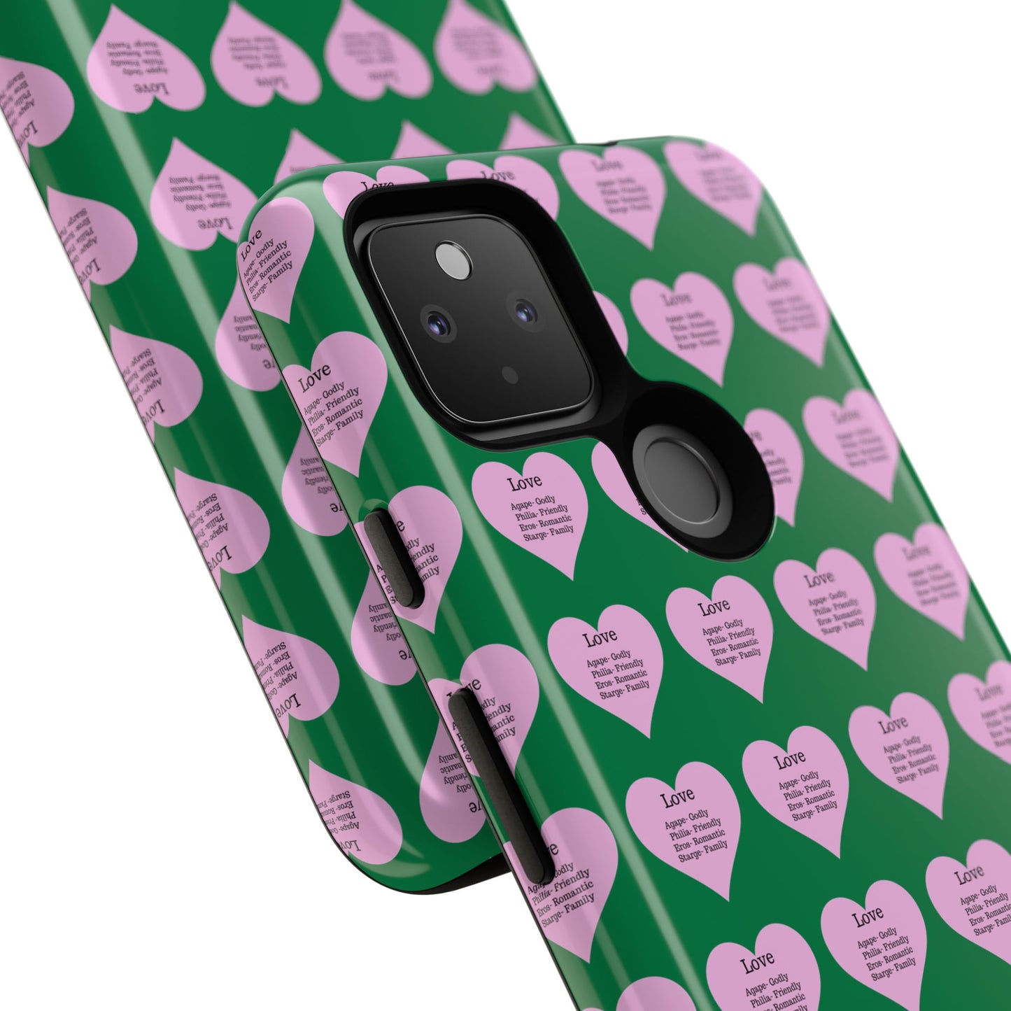 Hearts-A-Flutter Phone Case (iPhone, Google Pixel)(Dark green)