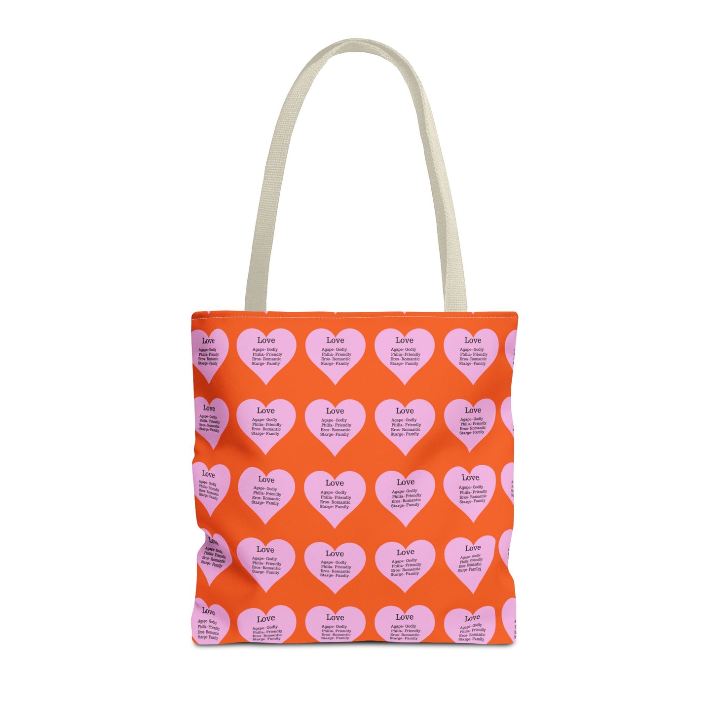 Pink Hearts Tote Bag (Orange)