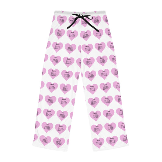 Cozy Heart Print Women's Pajama Pants (White)