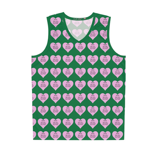 Love Heart All-Over-Print Basketball Jersey (Dark Green)