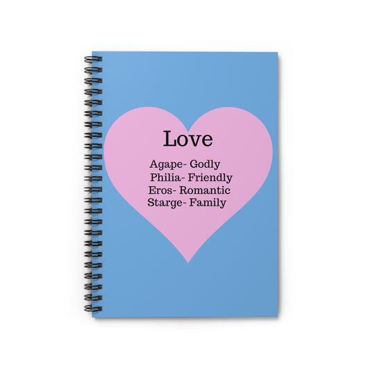 Charming Heart Spiral Notebook - Ruled Pages (Light blue)