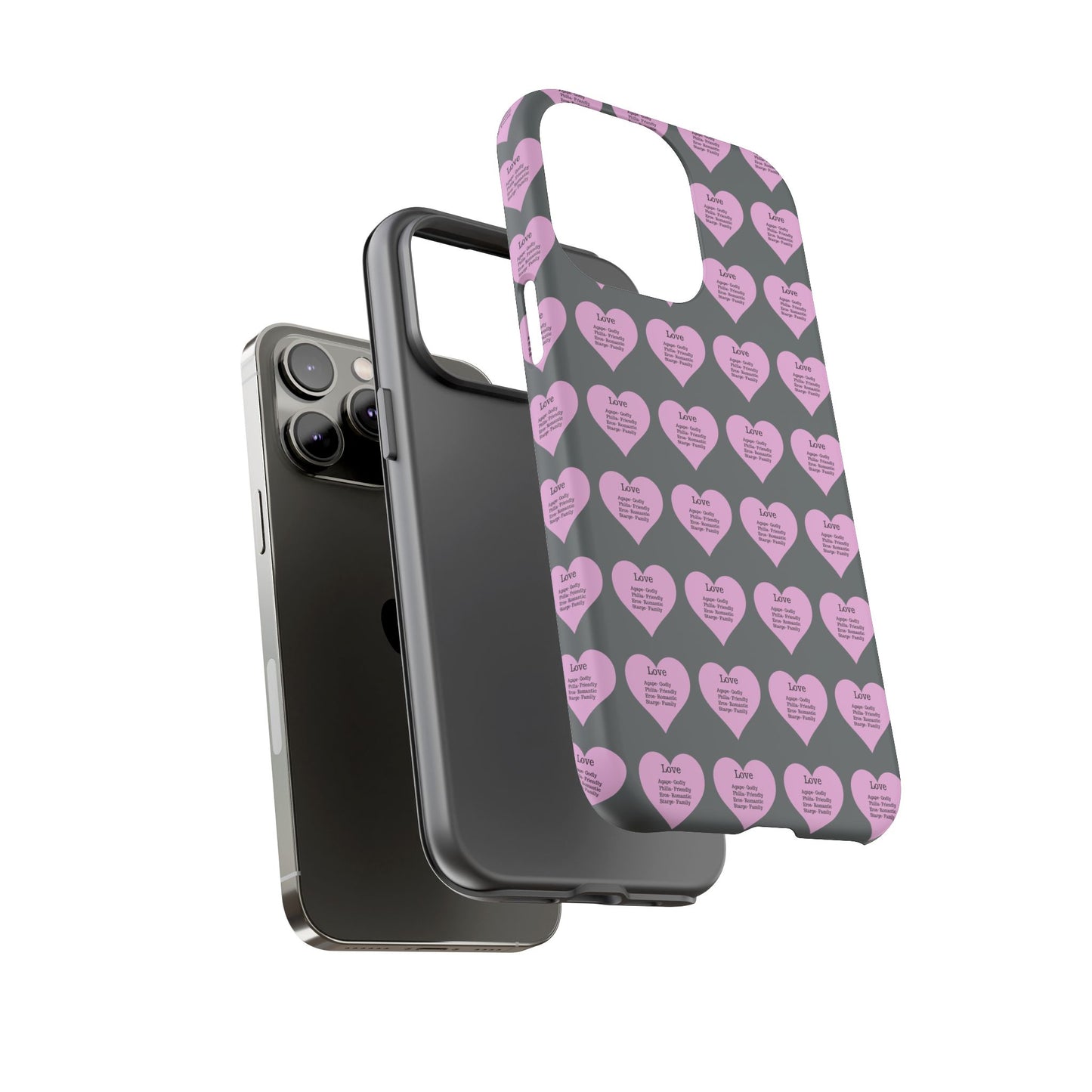 Hearts-A-Flutter Phone Case (iPhone, Google Pixel)(Dark grey)