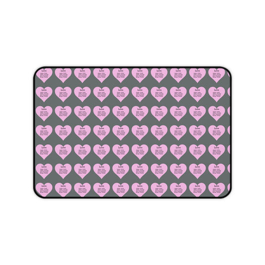 Love Hearts Desk Mat (Dark grey)