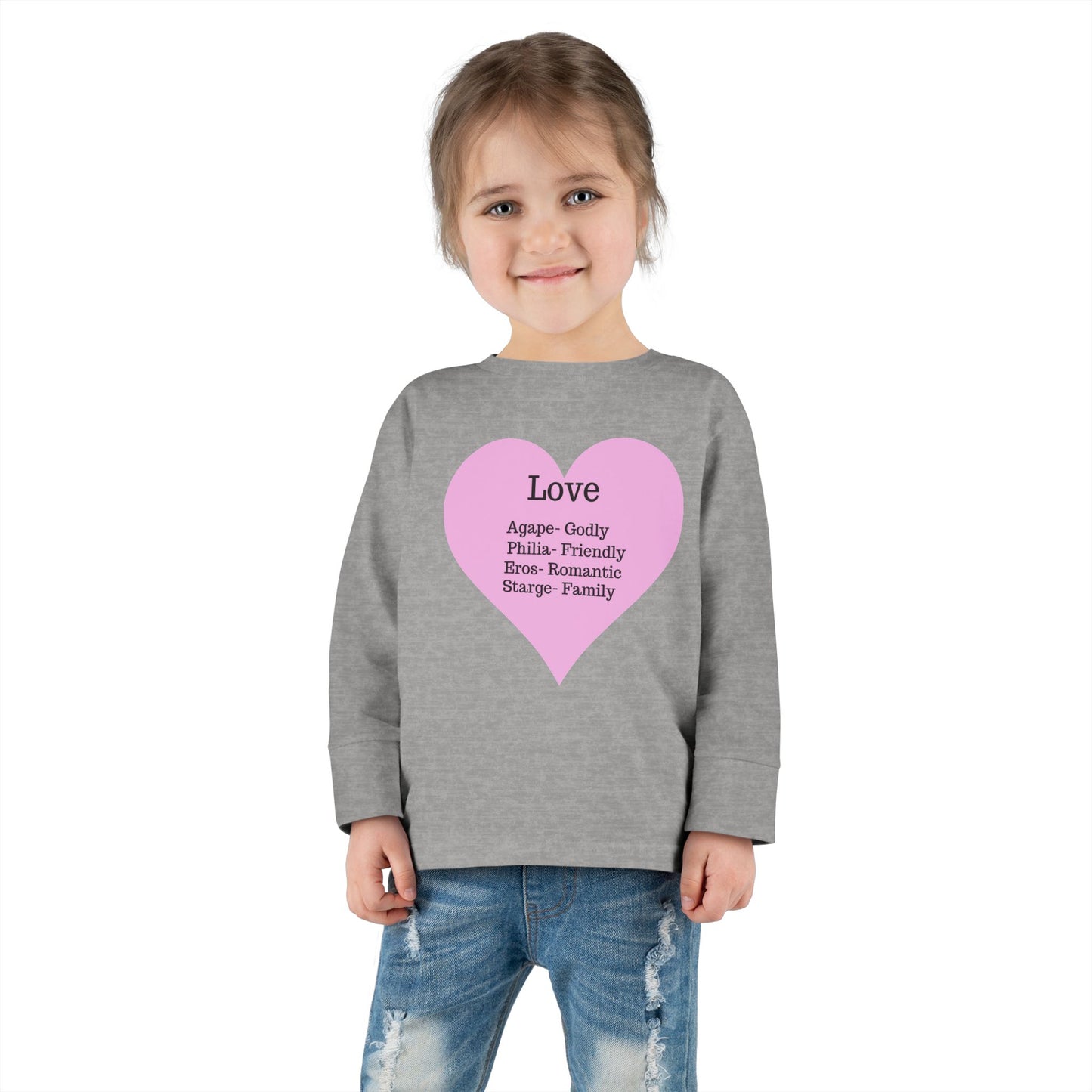 Types of Love Heart Toddler Long Sleeve Tee