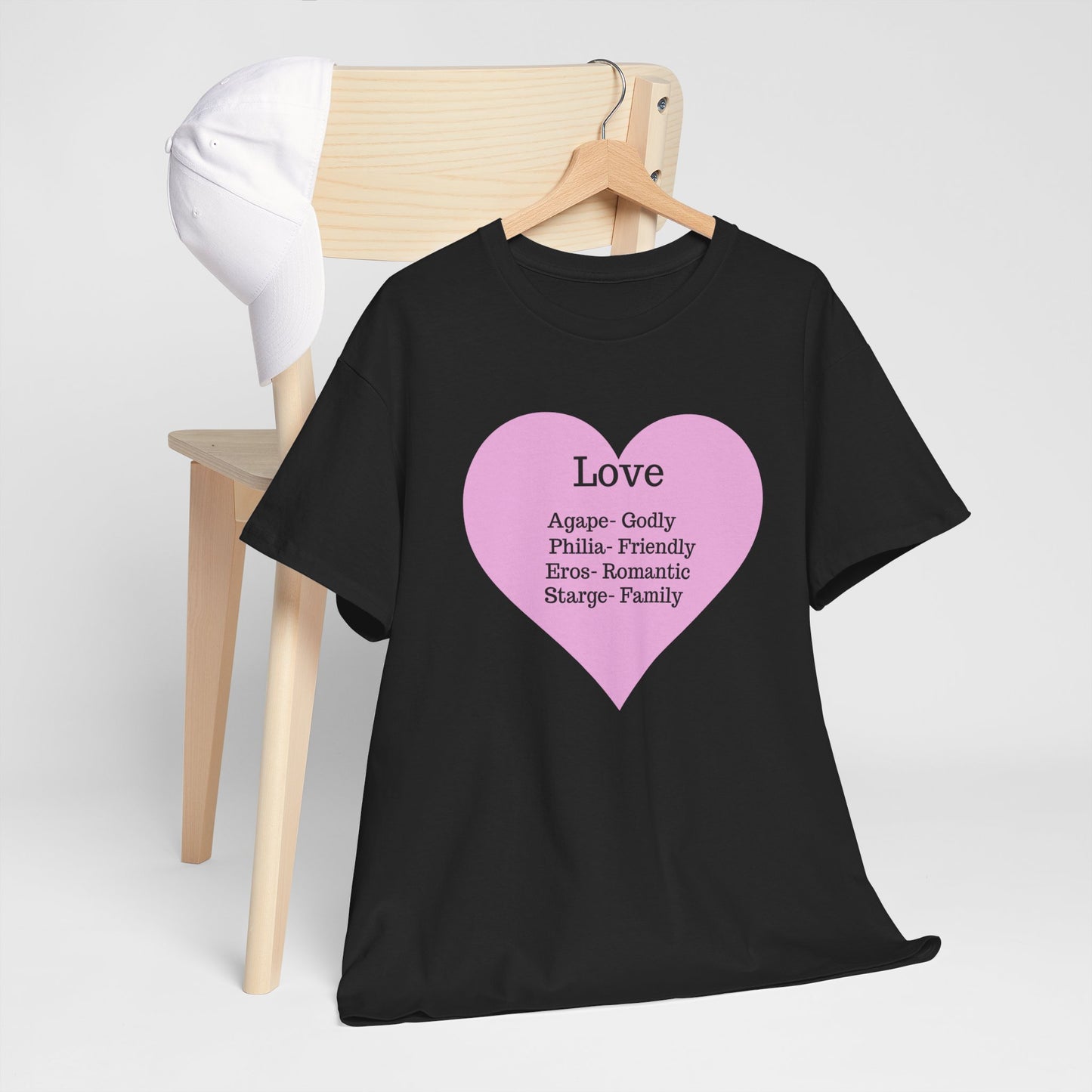 Unisex Love Heart Heavy Cotton T-Shirt - Comfortable Classic Fit Apparel