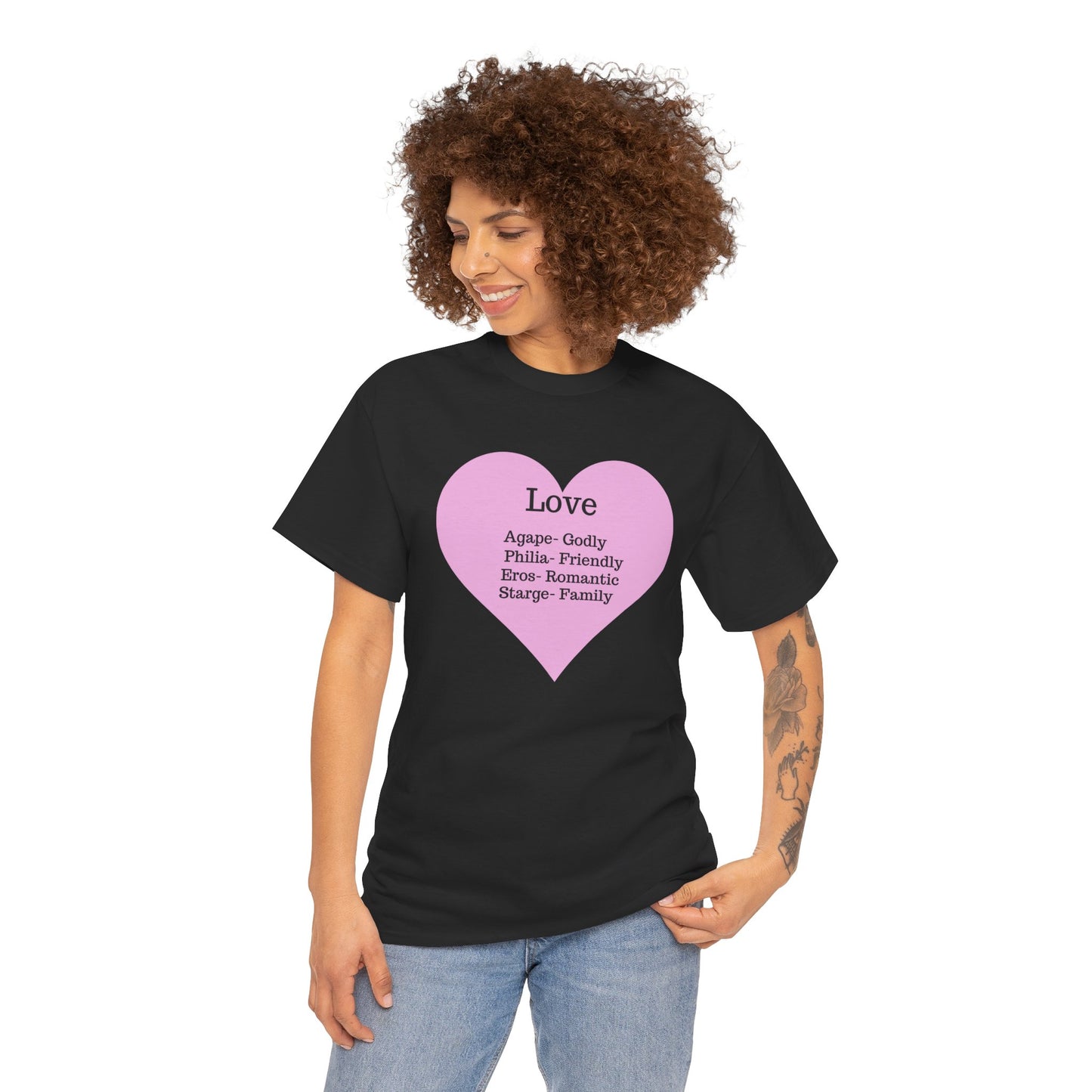 Unisex Love Heart Heavy Cotton T-Shirt - Comfortable Classic Fit Apparel