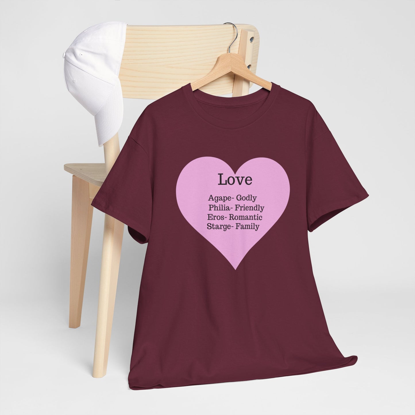 Unisex Love Heart Heavy Cotton T-Shirt - Comfortable Classic Fit Apparel