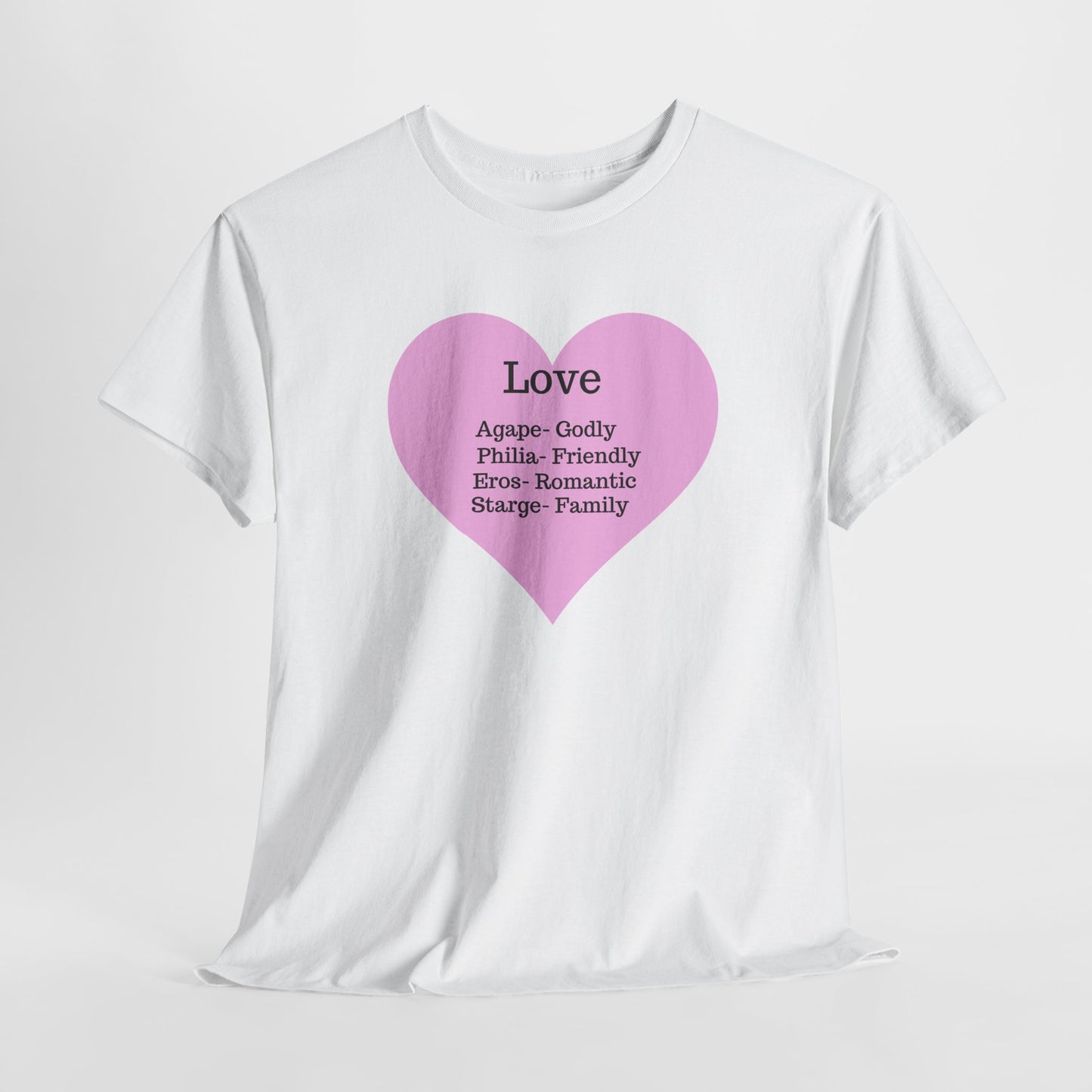 Unisex Love Heart Heavy Cotton T-Shirt - Comfortable Classic Fit Apparel