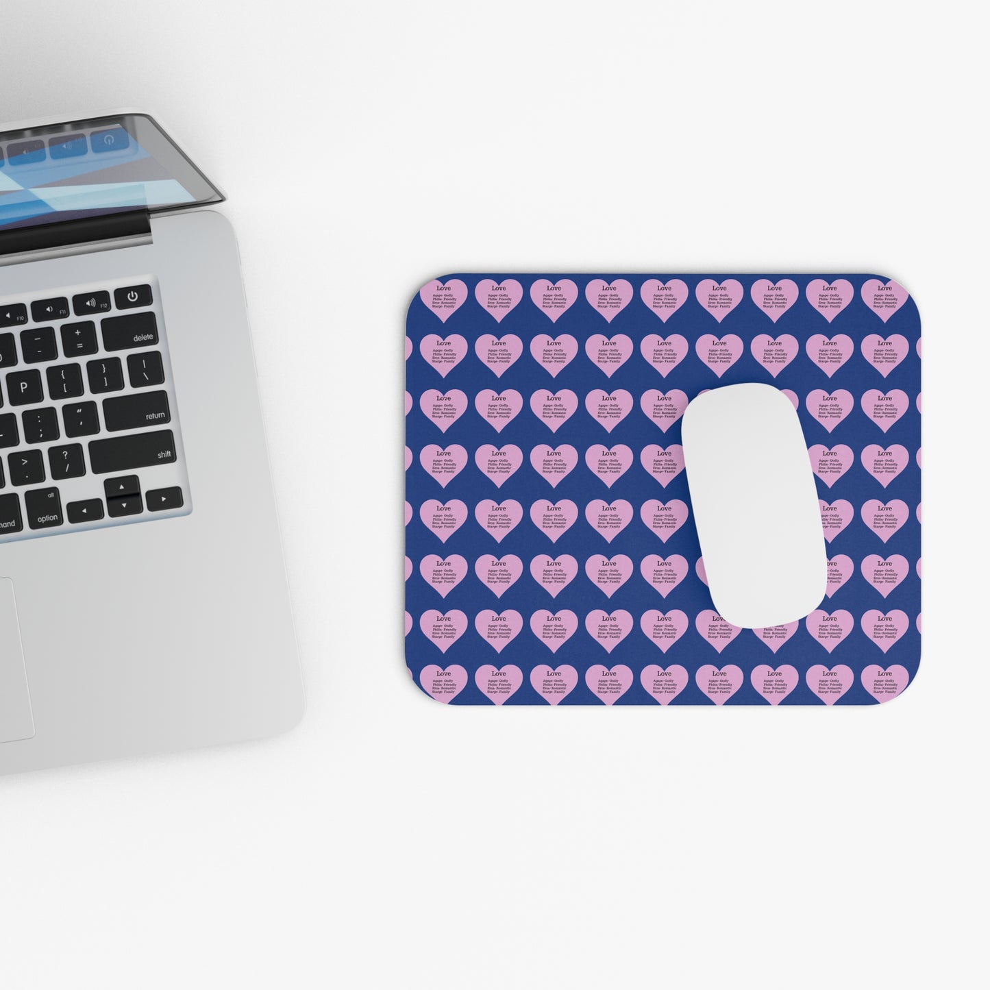 The Four Loves Mouse Pad Pattern Look (Dark blue)