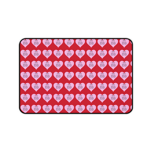Love Hearts Desk Mat (Dark red)