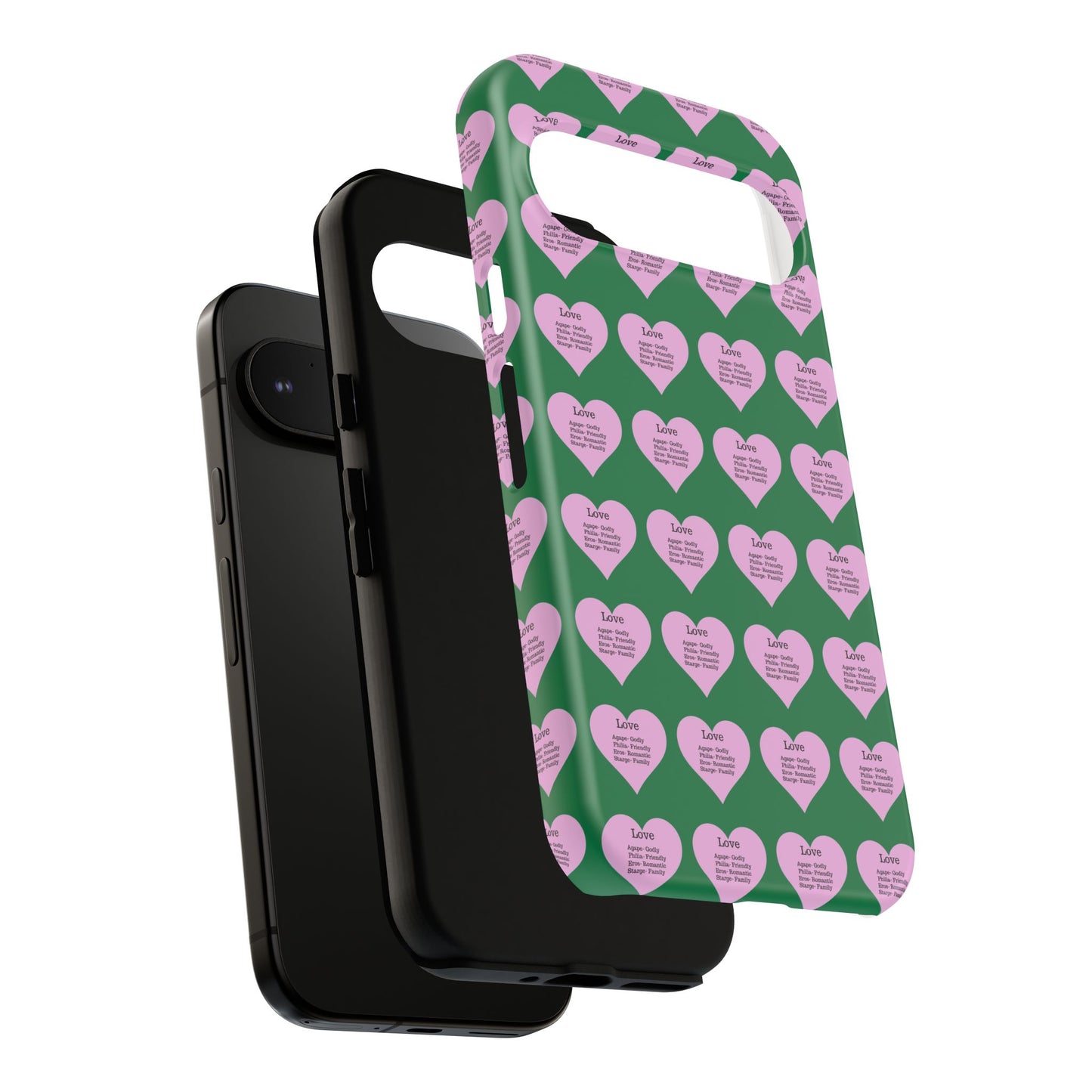 Hearts-A-Flutter Phone Case (iPhone, Google Pixel)(Dark green)