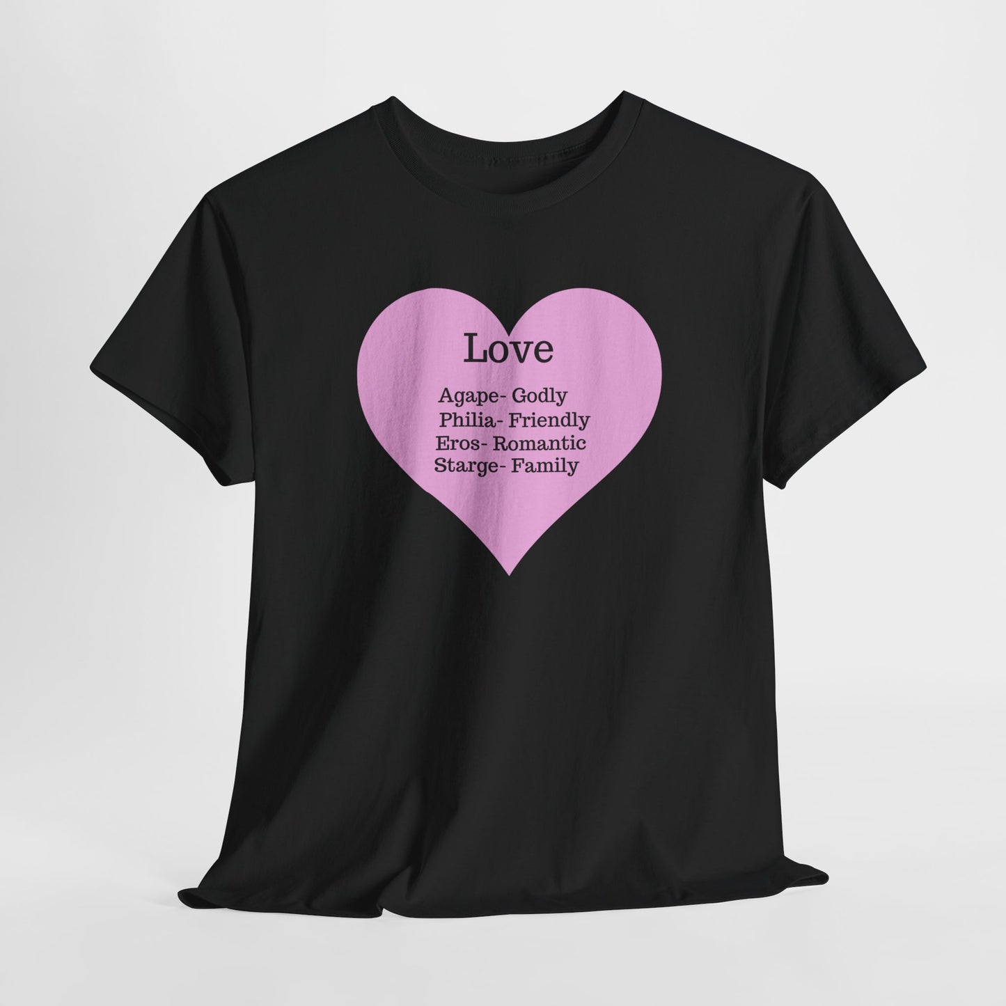 Unisex Love Heart Heavy Cotton T-Shirt - Comfortable Classic Fit Apparel