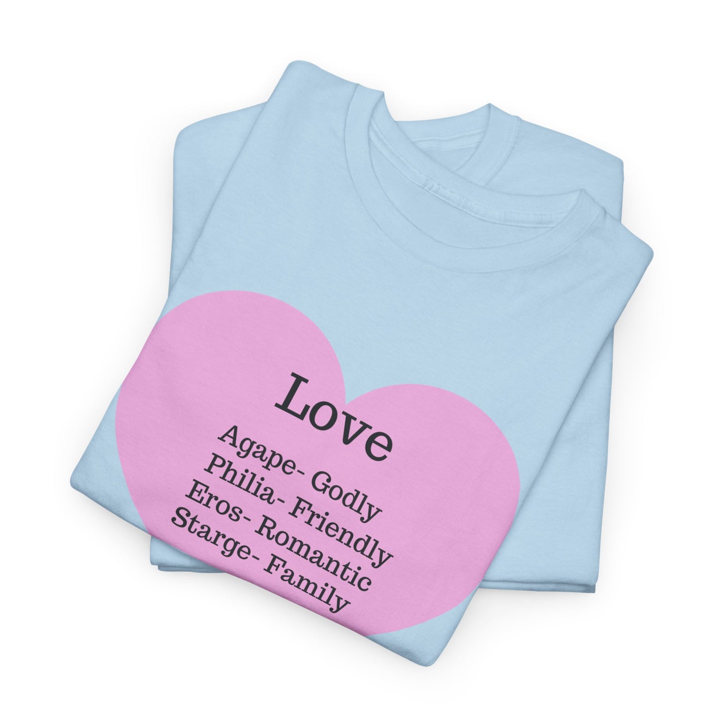 Unisex Love Heart Heavy Cotton T-Shirt - Comfortable Classic Fit Apparel