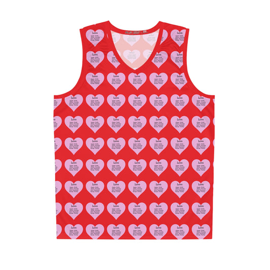 Love Heart All-Over-Print Basketball Jersey (Red)