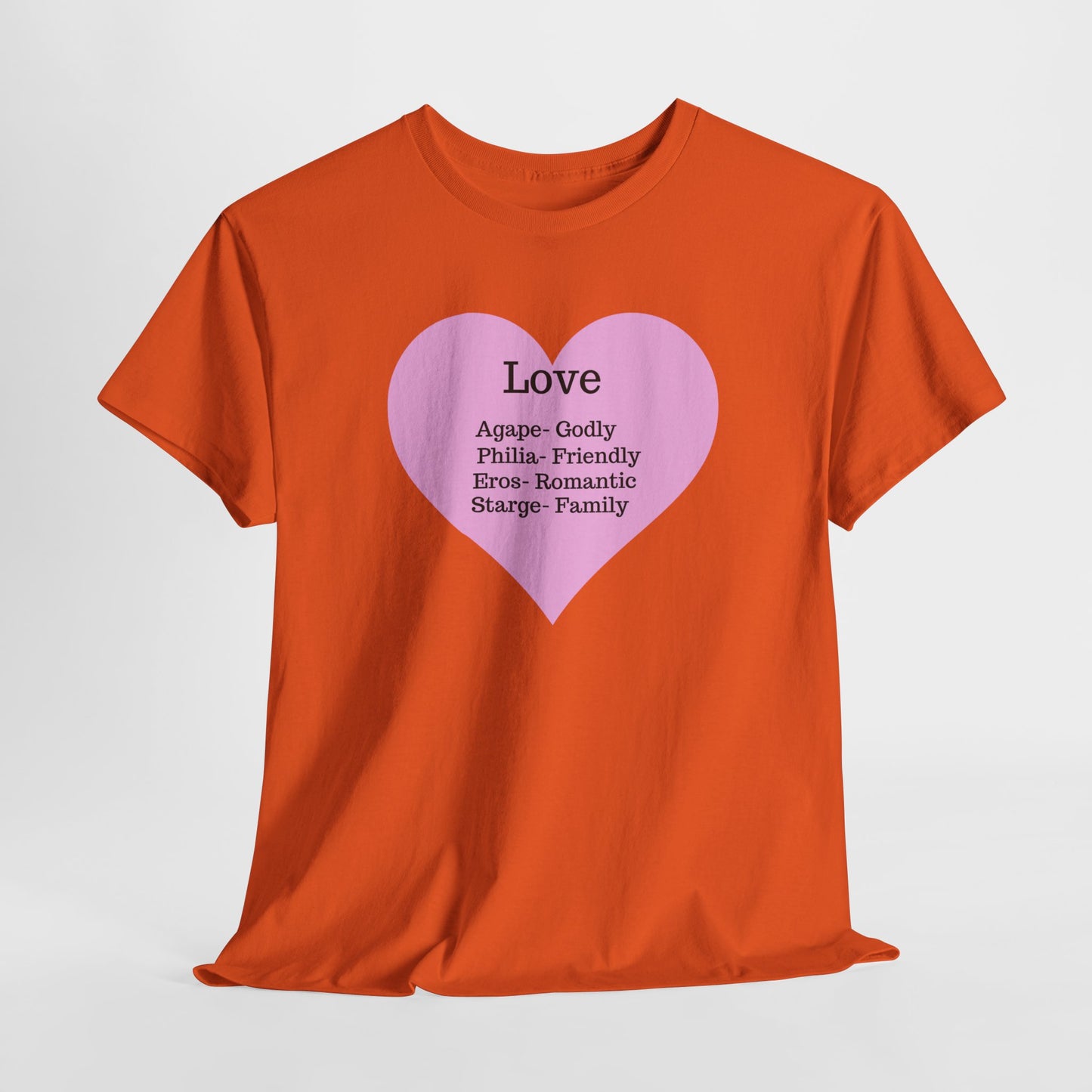 Unisex Love Heart Heavy Cotton T-Shirt - Comfortable Classic Fit Apparel