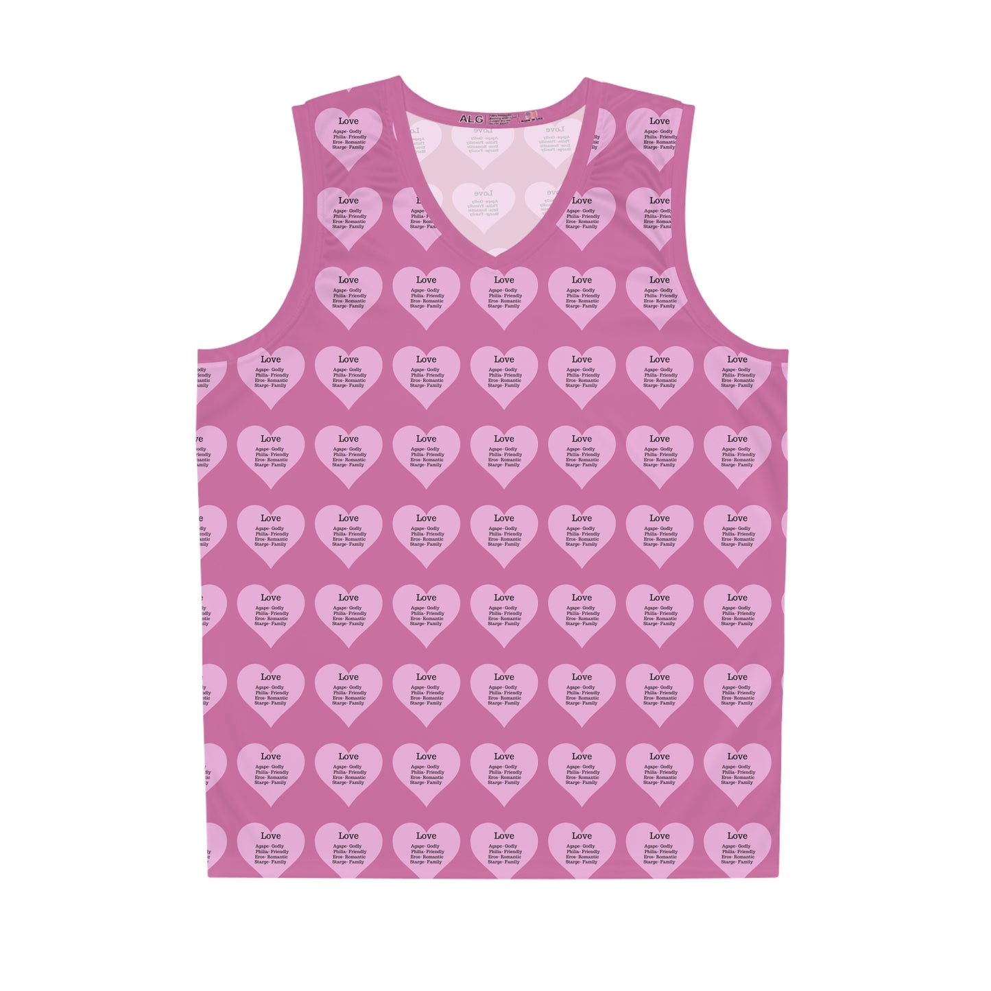 Love Heart All-Over-Print Basketball Jersey (Light Pink)