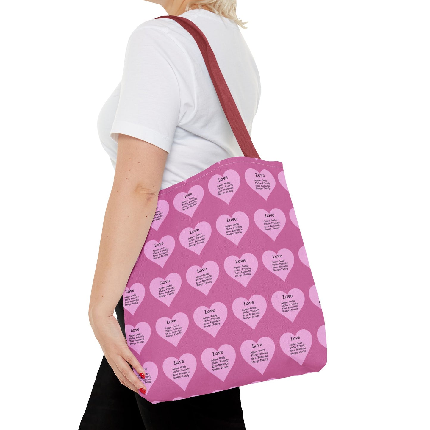 Pink Hearts Tote Bag (Light pink)
