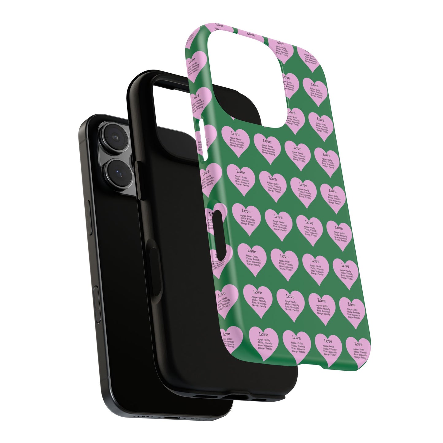 Hearts-A-Flutter Phone Case (iPhone, Google Pixel)(Dark green)
