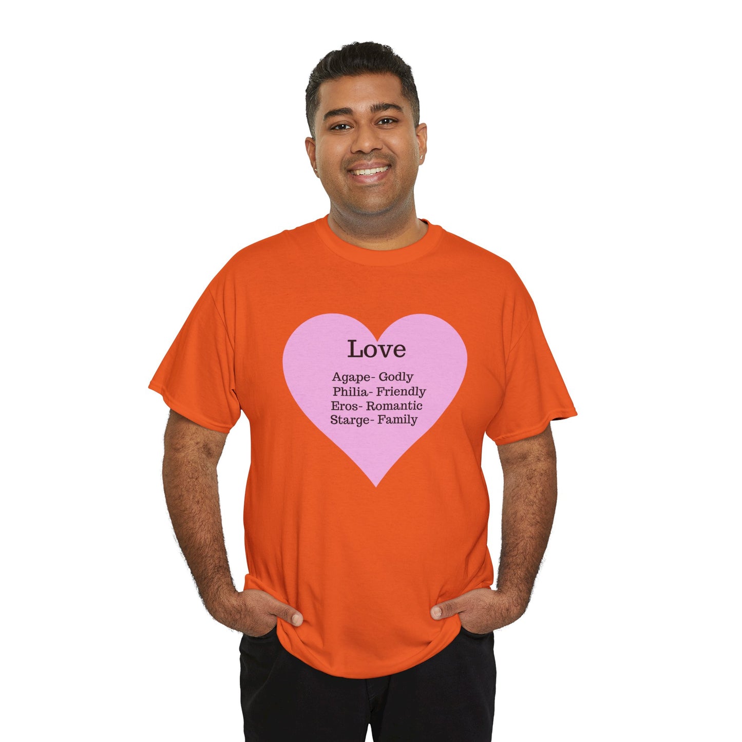 Unisex Love Heart Heavy Cotton T-Shirt - Comfortable Classic Fit Apparel