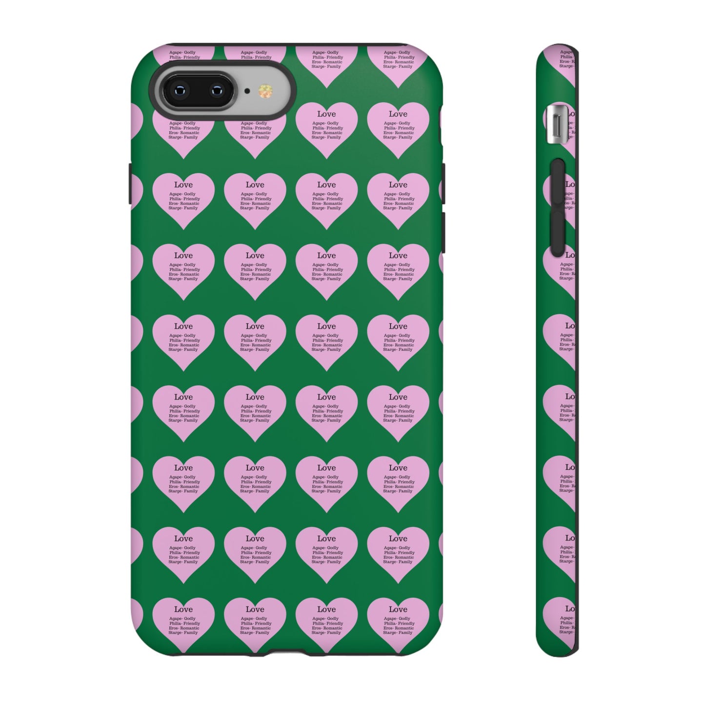Hearts-A-Flutter Phone Case (iPhone, Google Pixel)(Dark green)