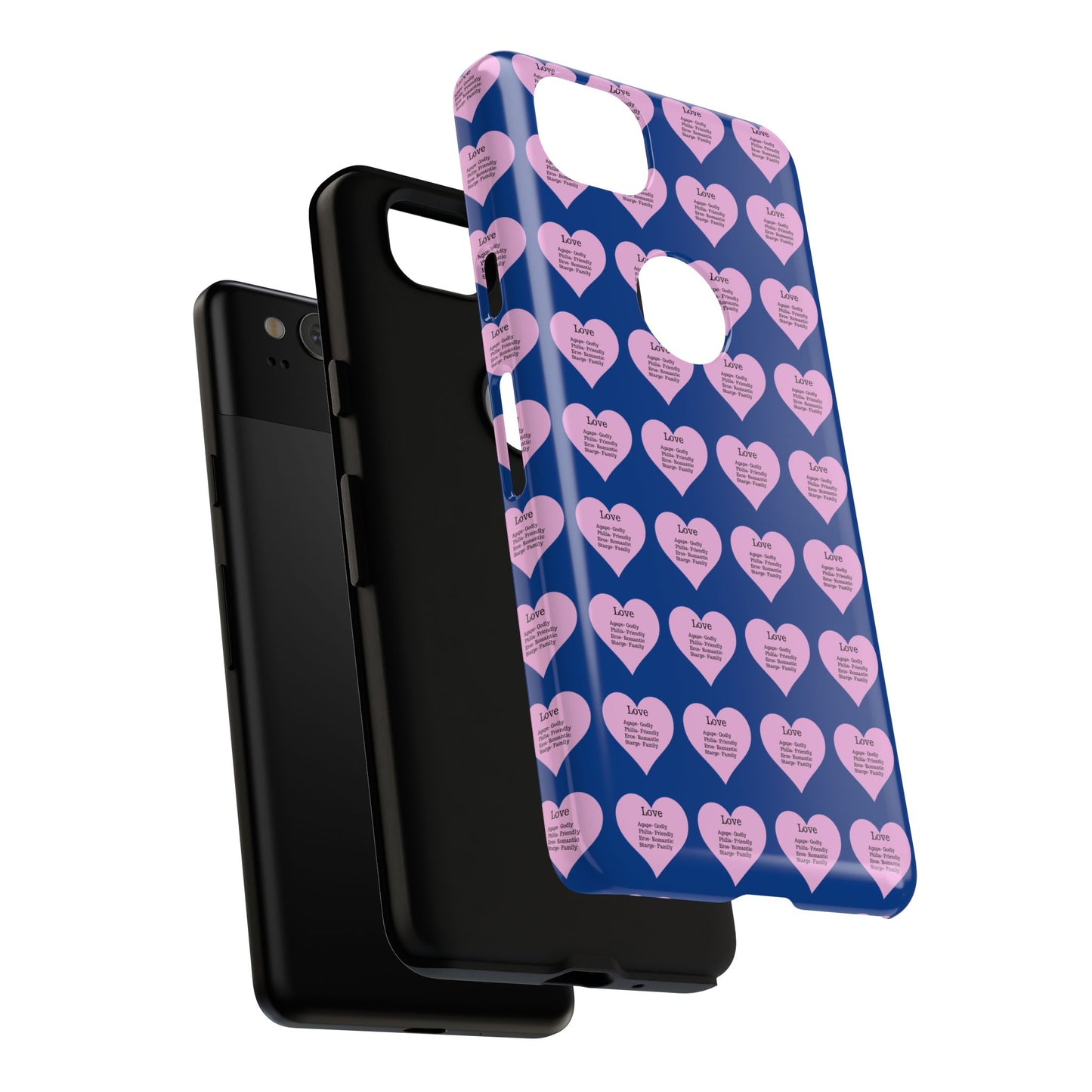 Hearts-A-Flutter Phone Case (iPhone, Google Pixel)(Dark blue)