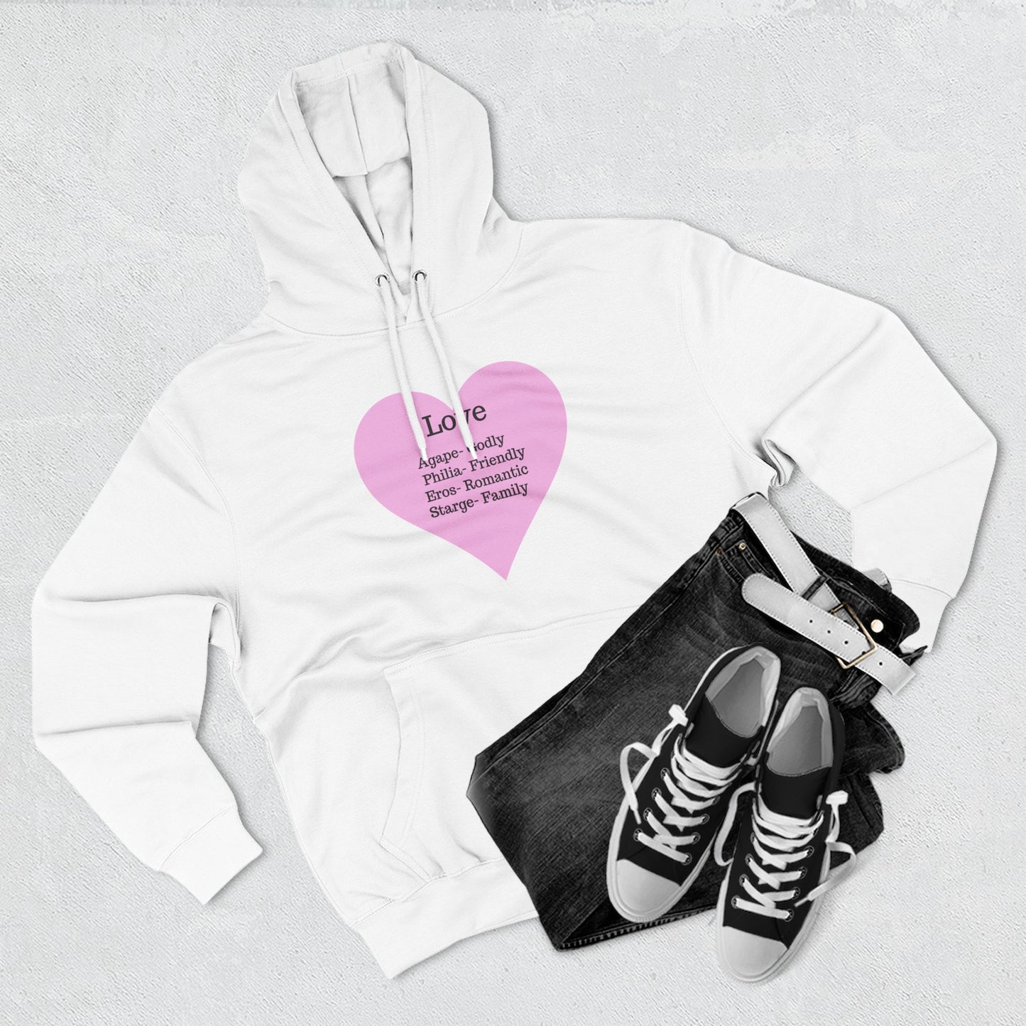Cozy Heartfelt Love Fleece Hoodie | Soft Three-Panel Everyday Comfort