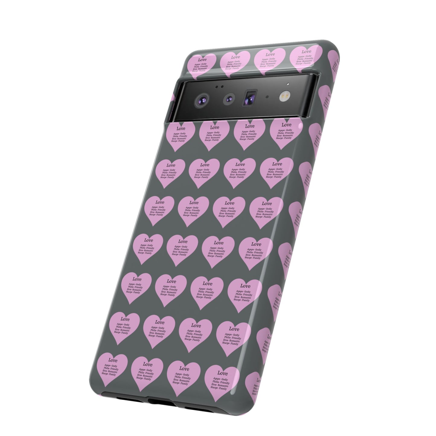 Hearts-A-Flutter Phone Case (iPhone, Google Pixel)(Dark grey)