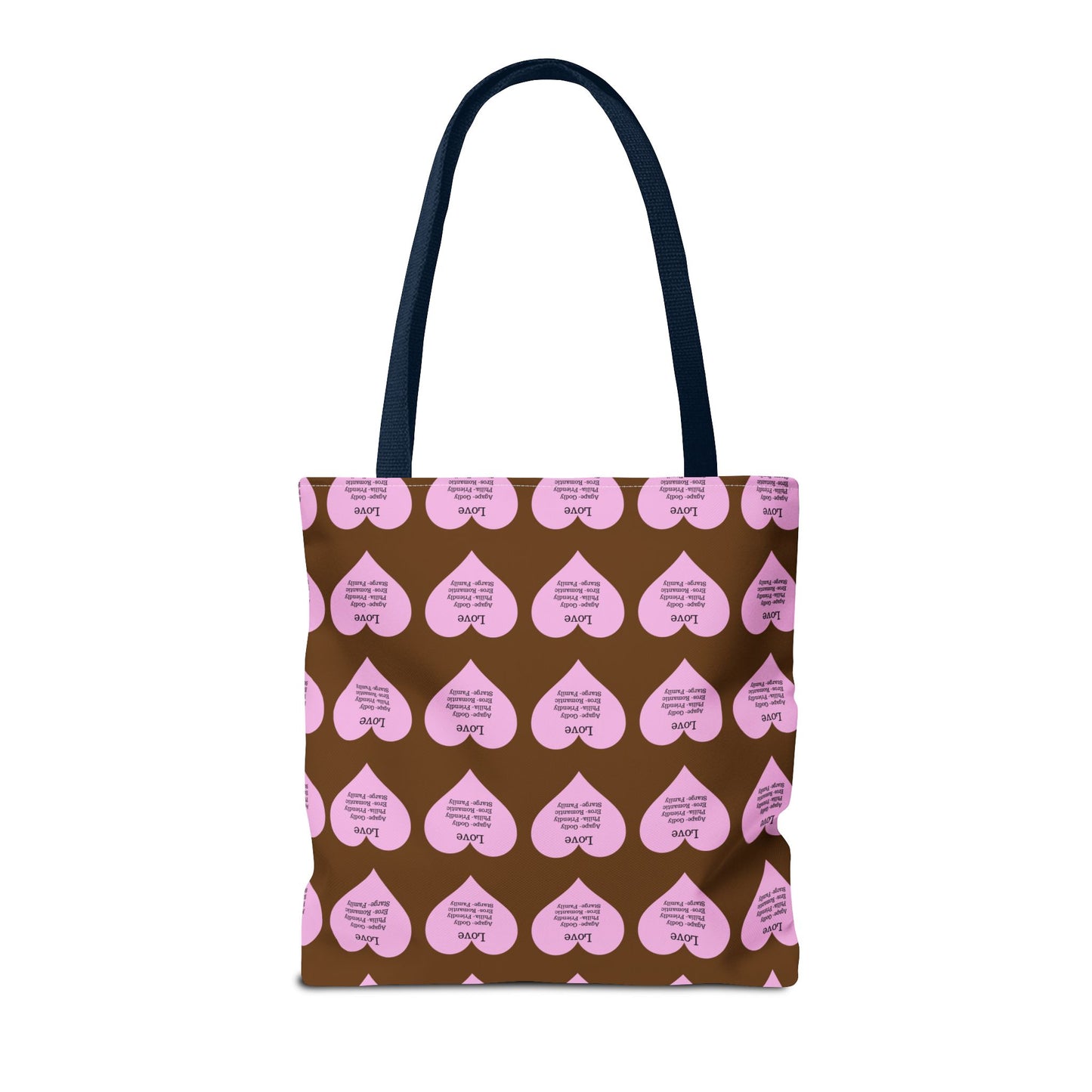 Pink Hearts Tote Bag (Brown)