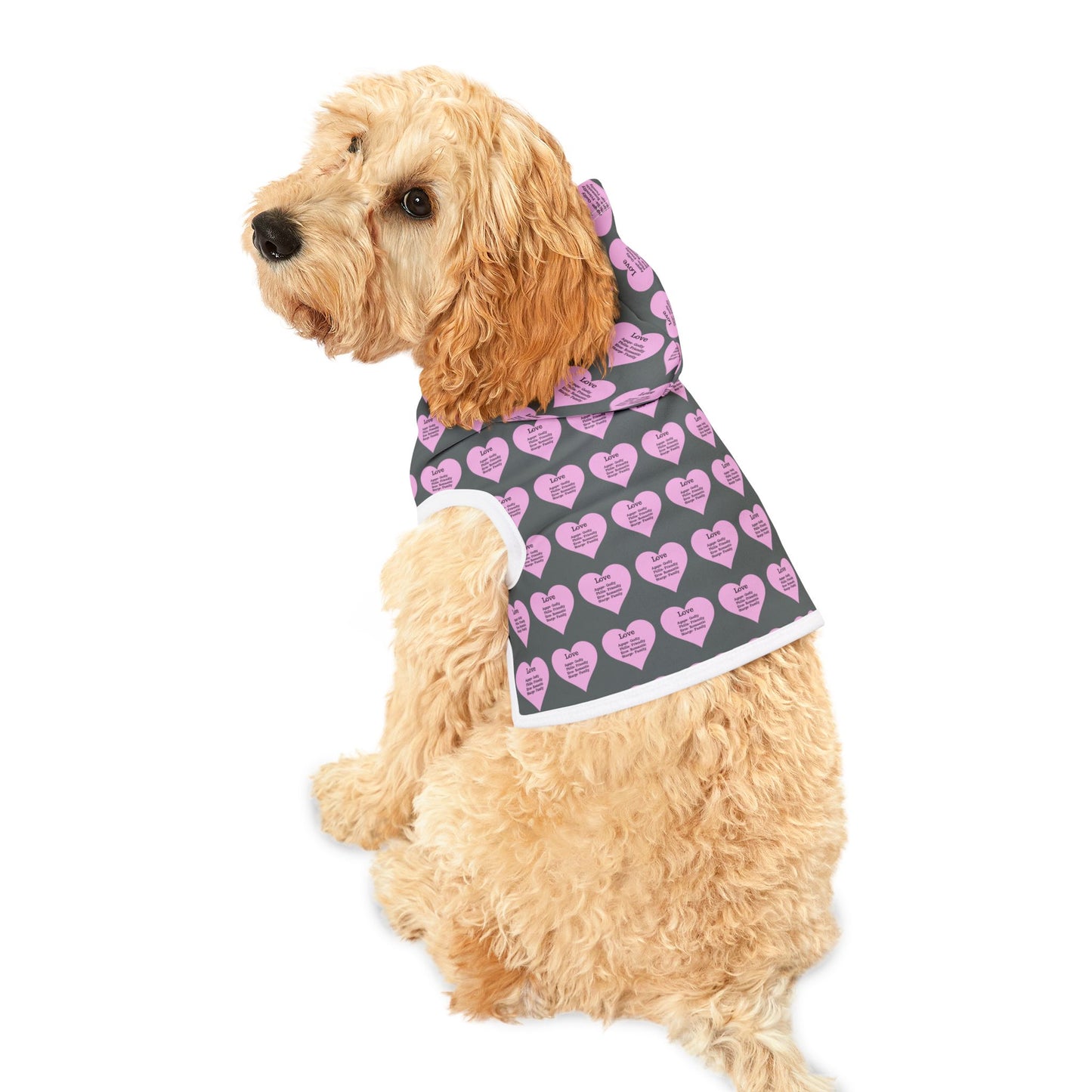 Charming Heart Pet Hoodie Pattern (Dark grey)