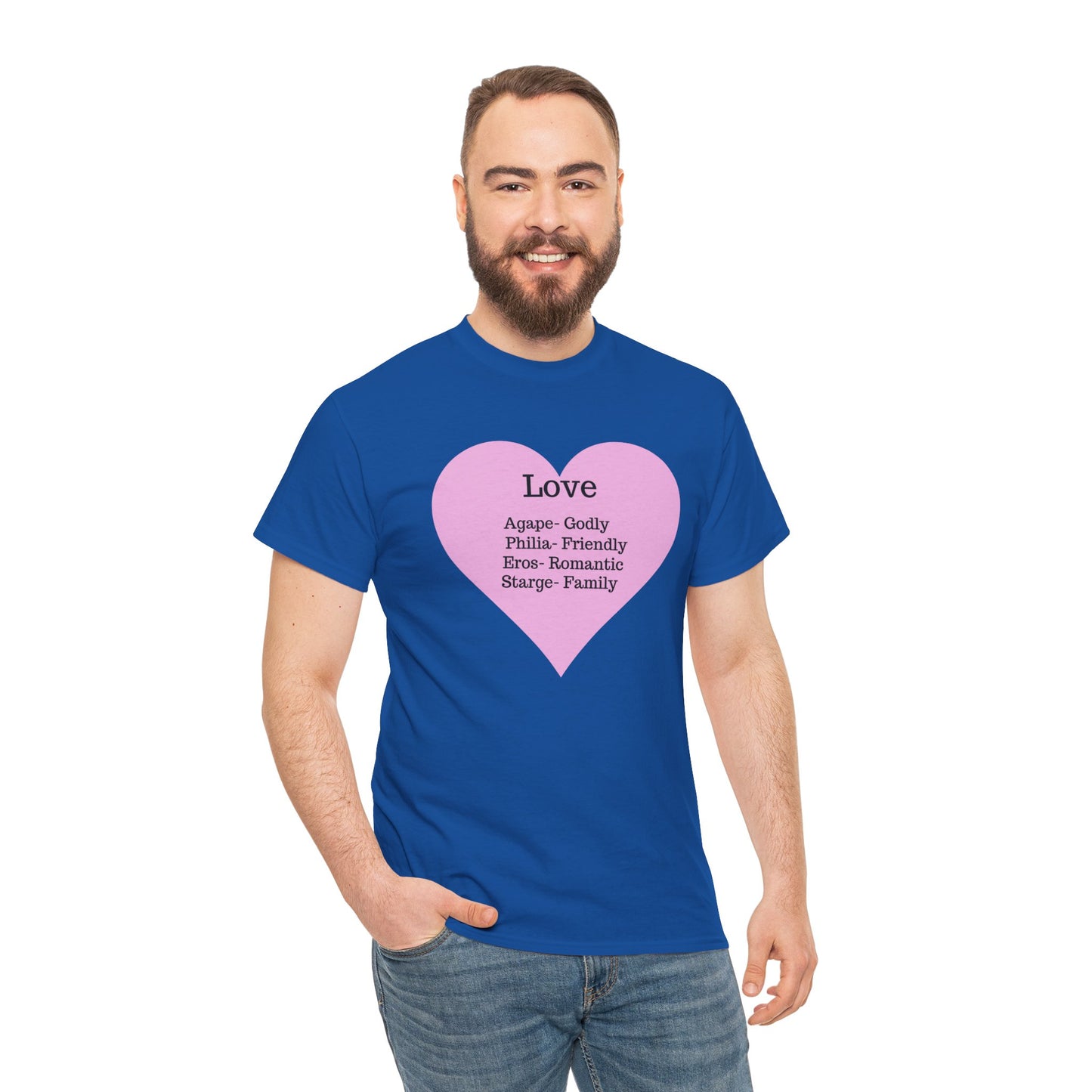 Unisex Love Heart Heavy Cotton T-Shirt - Comfortable Classic Fit Apparel